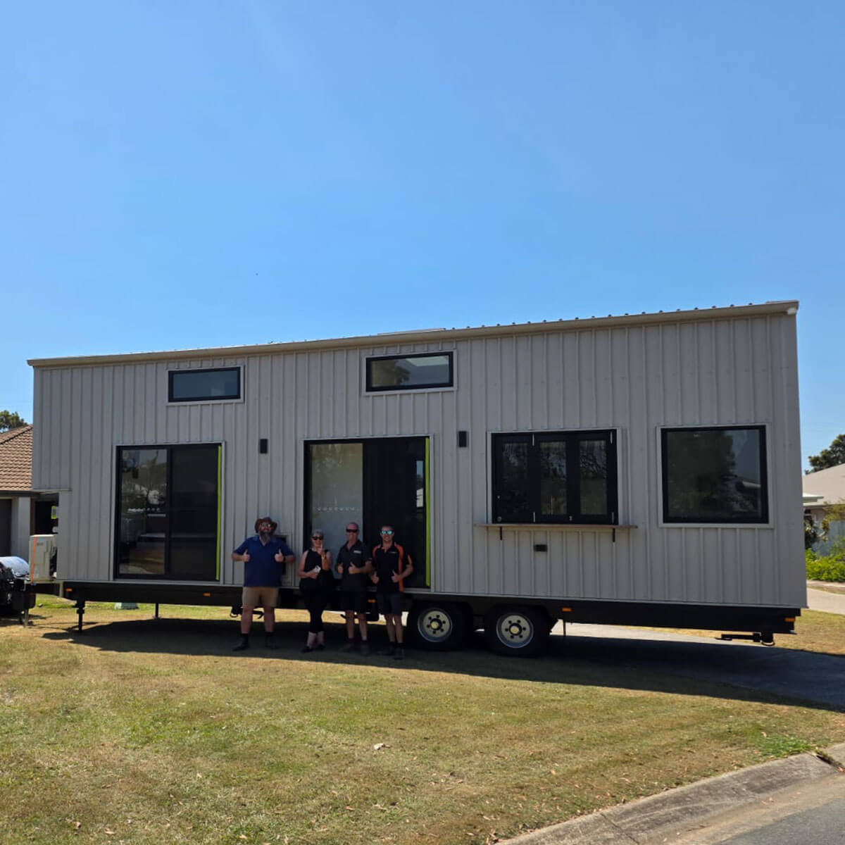 An LJM Noosa 10x3 Tiny Home built on one of our 10 tonne trailers delivered to Beersheba QLD